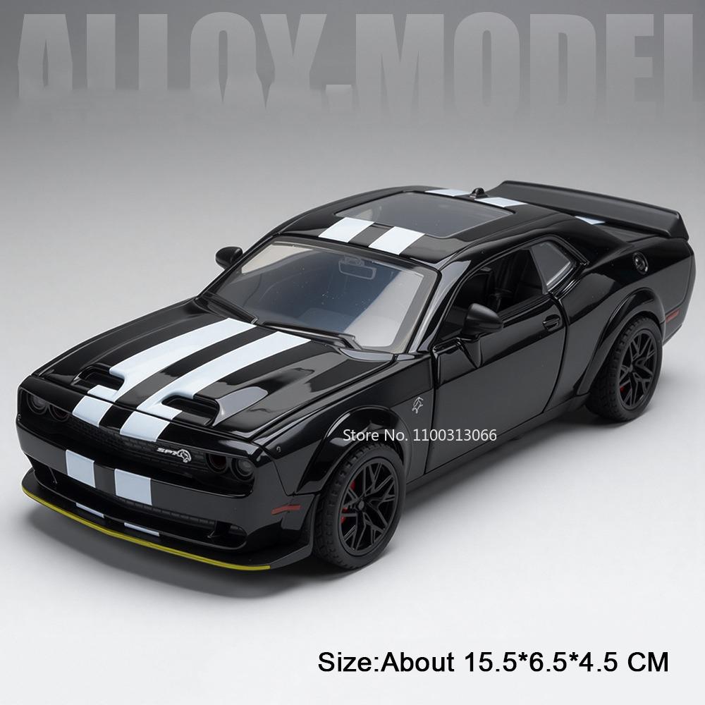 1:32 Challenger SRT Hellcat Toys Cars Models Alloy Diecast with Light Music Miniature Vehicle Wheel Pull Back Car Birthday Gifts