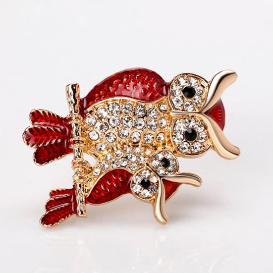 Enamel Owl Shape Rhinestones Embedded Brooch Pin Badge Banquet Jewelry