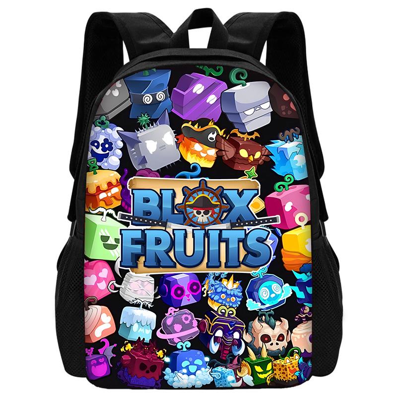 Cartoon Blox Fruits Kinder Schulrucksack mit Umhängetasche Federmäppchen Schultaschen für Jungen Mädchen Bestes Geschenk