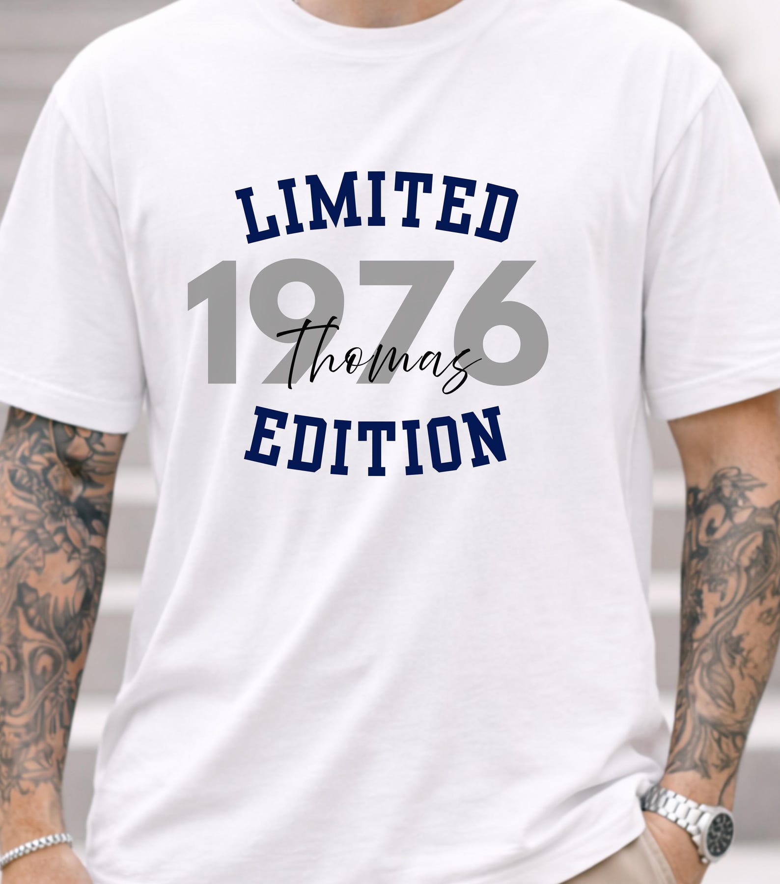 Personalized birthday T-shirt, limited edition shirt with year and name, gift for a milestone birthday, 50th birthday L