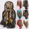 S 90*90Cm Square Silk Scarves Women Hijab Shawls Fashion Print Femme Head Scarf Foulard Bandana Beach Pareo