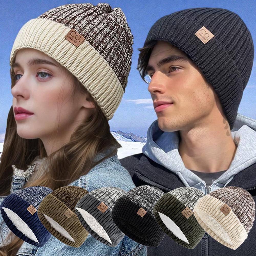 Hot Sale Featured Winter Warm Hats Fleece Lined Color Mixing Beanie Cap For Men & Women Outdoor Classic Chic Knit Hat
