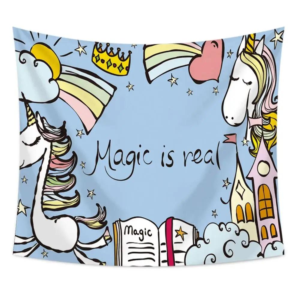 Cartoon Unicorn Print Tapestry Office Living Room Tapestry Home Wall Decoration Tapestry