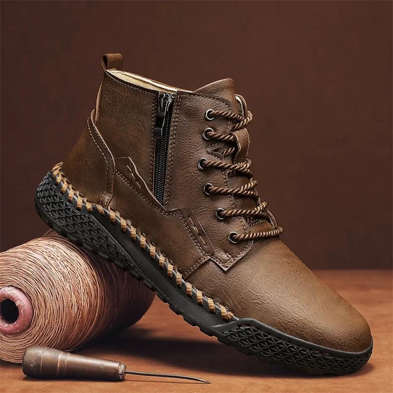 

Мужские повседневные кроссовки, дышащая обувь на мягкой подошве с боковой молнией, прочная повседневная рабочая офисная обувь из искусственной кожи, Zapatos Para Hombres 46 хаки