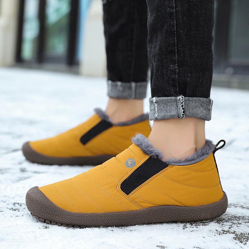 

Зимняя женская обувь для снега водонепроницаемая с мехом повседневная обувь на плоской подошве ботинки большого размера для мужчин 36