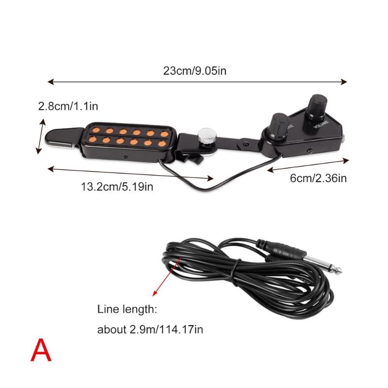 12 Hole Acoustic Guitar Pickup Sound Hole Pickup Magnetic Transducer with Volumes Tone Tuner Guitar Accessories