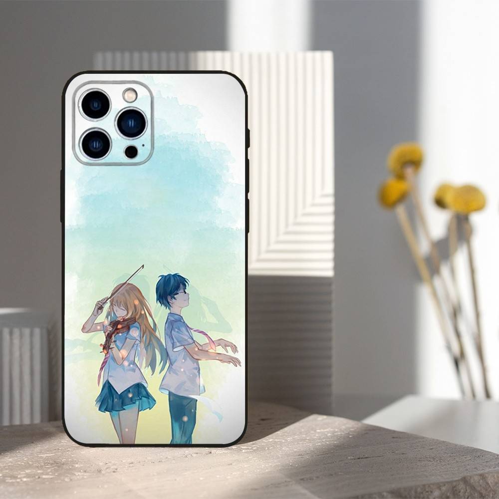 Hot YOUR LIE IN APRIL Comic Phone Case For iPhone 16,15,14,13,12,11 Plus,Pro Max,XS,X,XR,SE,Mini,8,7,Soft Silicone Black Cover