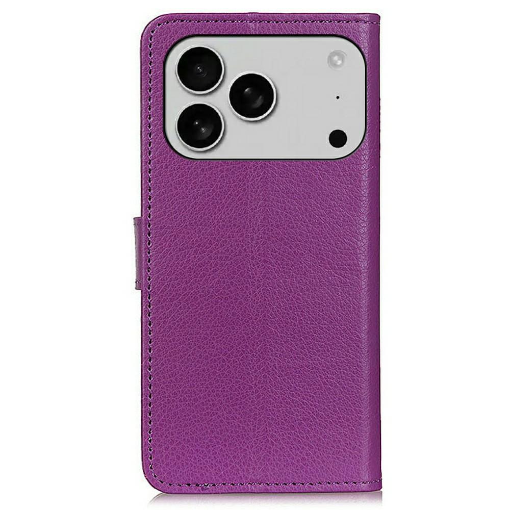 For iPhone 17 Pro Wallet Case PU Leather Phone Cover Litchi Texture