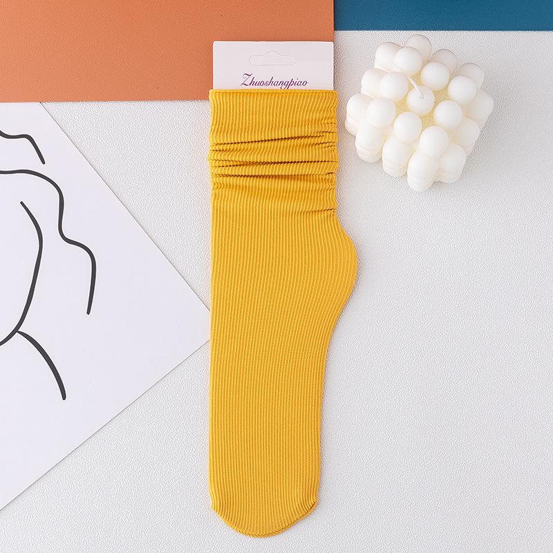 Women Girls Spring Summer Thin Loose Tube Socks Solid Color Black White Red Purple Green Yellow Velvet Breathable Long Socks