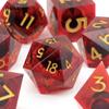 7 Pcs Red Eyeball Golden Number Sharp Edge Resin Dice Polyhedral Dice Suitable For Role-Playing Dice PropBoard Game