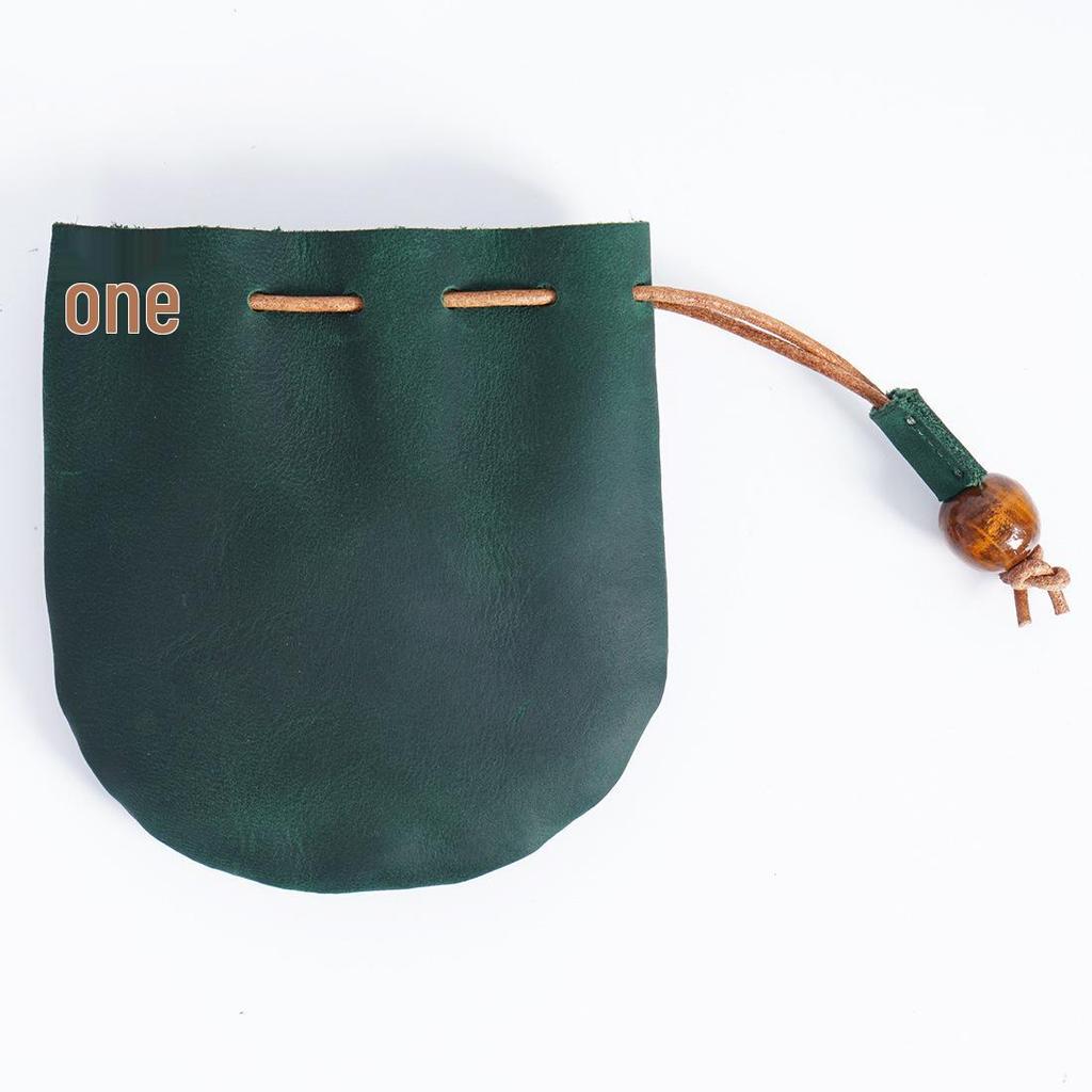 Vintage Läder Kohud Dragsko Myntväska - Liten Clutch Plånbok