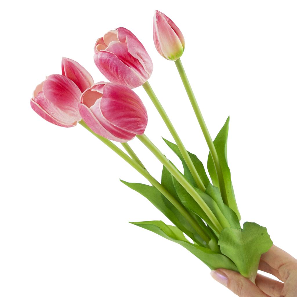 CV31218-4 BOUQUET OF TULIPS FOAM RUBBER X 5 Pcs YELLOW PERFORATED REALISTIC
