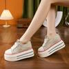 Women's 2025 Spring Breathable Canvas Platform Shoes - College Style, Thick-Soled, Fashionable, Versatile, Height-Enhancing Sneakers