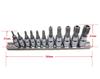 Tamper-proof Torx bit socket set. Includes male Torx TRX, star-shaped, flower-shaped, and holed Torx socket wrenches. Sizes: TH-10, TH-15, TH-20, TH-2