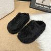 Simple thick-soled versatile bag head half slippers women's shoes wear 2025 new autumn and winter lazy fluffy shoes single shoes