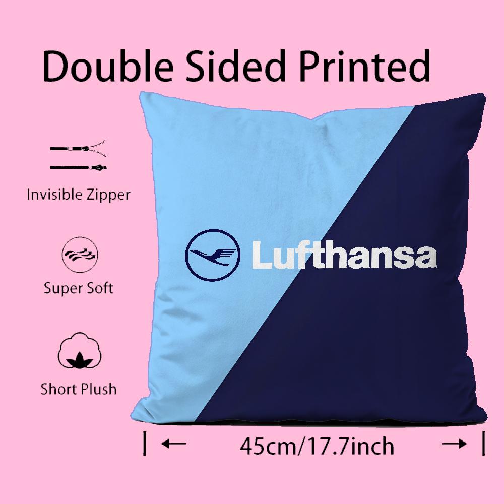 Deutsche Lufthansa German Airlines Pillow Case Anti-dustmite Pillowcase Invisible zipper silky short plush Sofa cushion cover