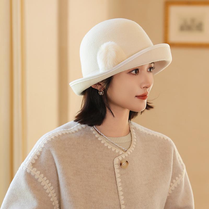 Herbst und Winter neuer Woll-Eimerhut Retro-Beckenhut Muse elegantes Promi-Temperament Geschenkhut