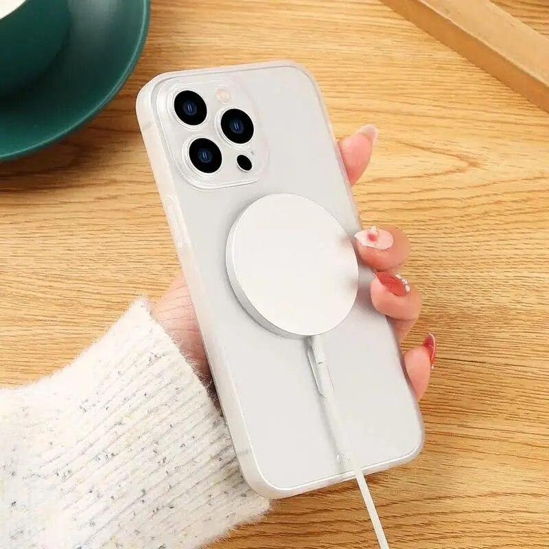 Luxury Ultra Thin Matte Magsafe Magnetic PC Hard Case For iPhone 15 14 13 12 11 Pro Max Frosted Coque Case For iPhone 15 14 Plus