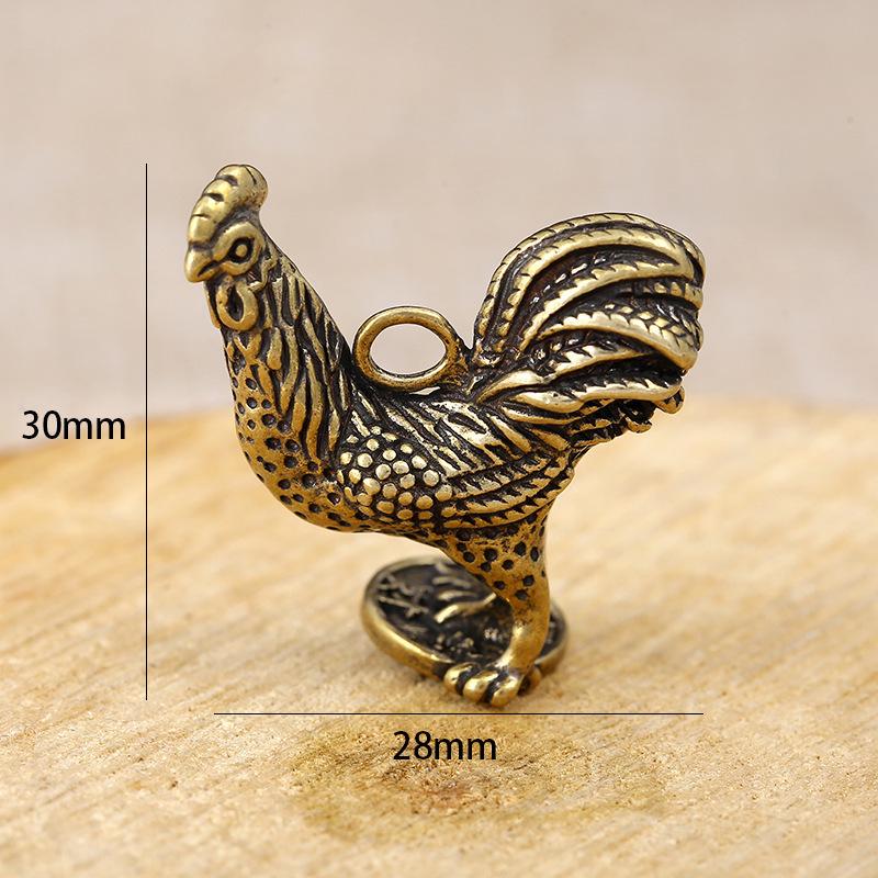 Porte-clés rétro en laiton avec animaux du zodiaque - Pendentif clé simple et mignon