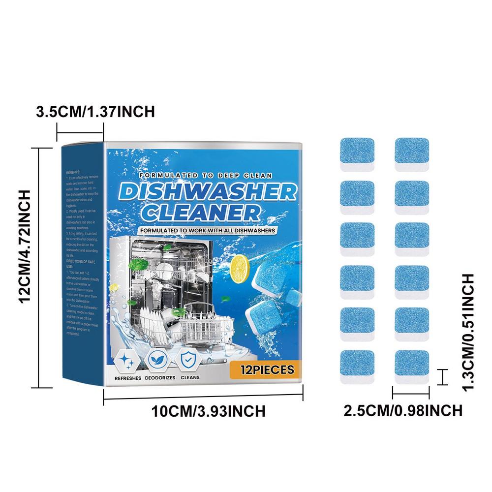 Таблетки для чистки посудомоечной машины 12 шт. Длительного действия Таблетки для посудомоечной машины Моющее средство Глубокая очистка Очиститель для посудомоечной машины Устраняет 12 capsules