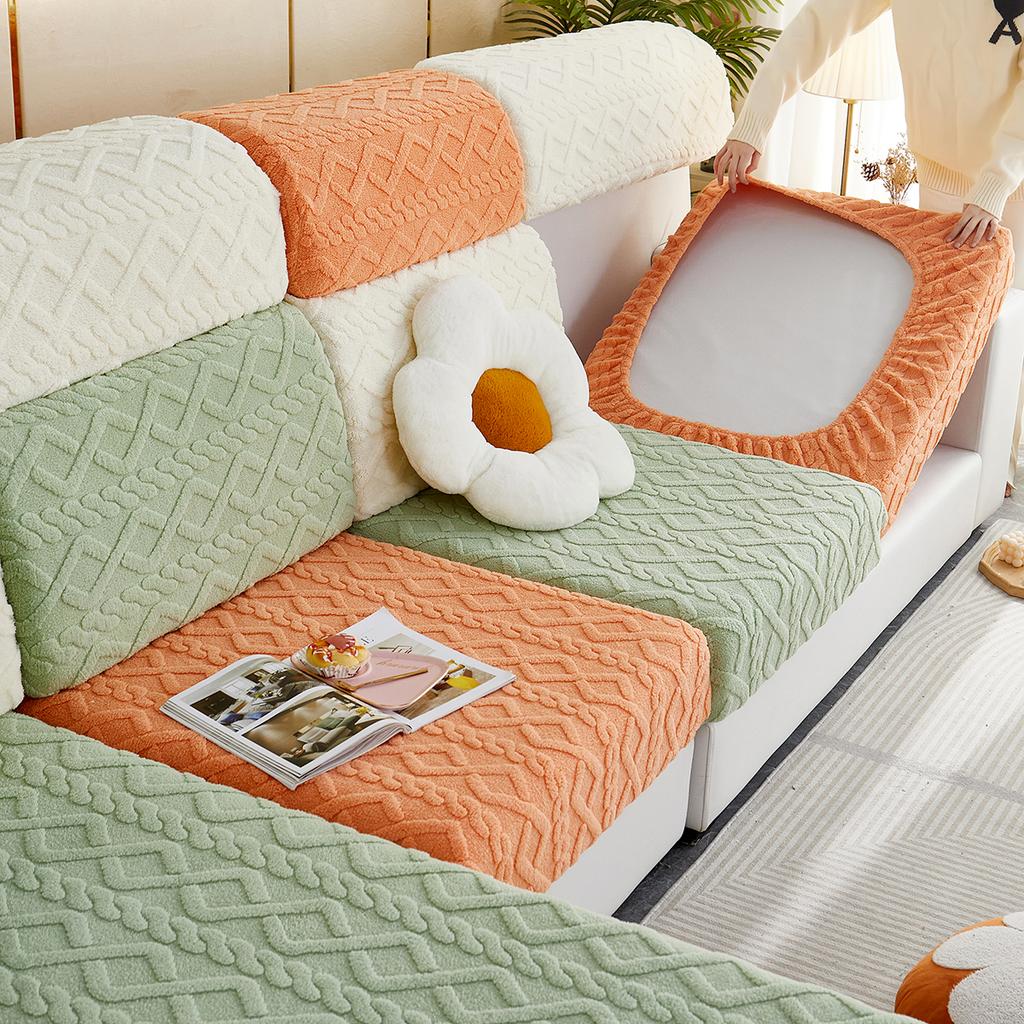 Thicken Seat Cushion Cover Elastic Jacquard Sofa Cover Adjustable Removable Furniture Protector For Pets Kids Sofa Seat Covers