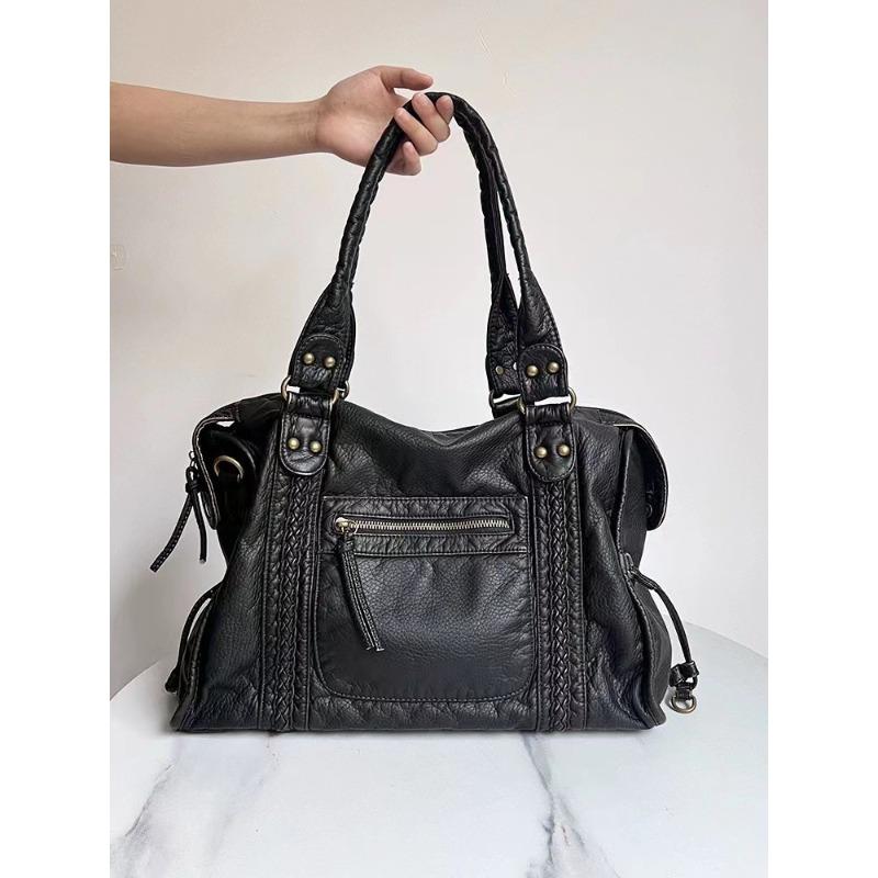 

Simple and large-capacity tote bag, women s work washed commuter handbag bag, fashionable one-shoulder underarm messenger bag.