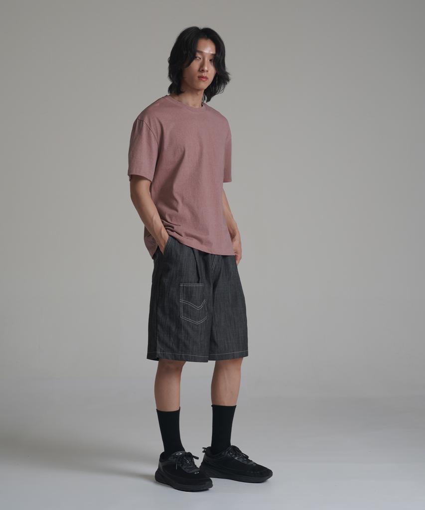 Noming Loose Fit Crop Pigment Short Sleeve - Burgundy