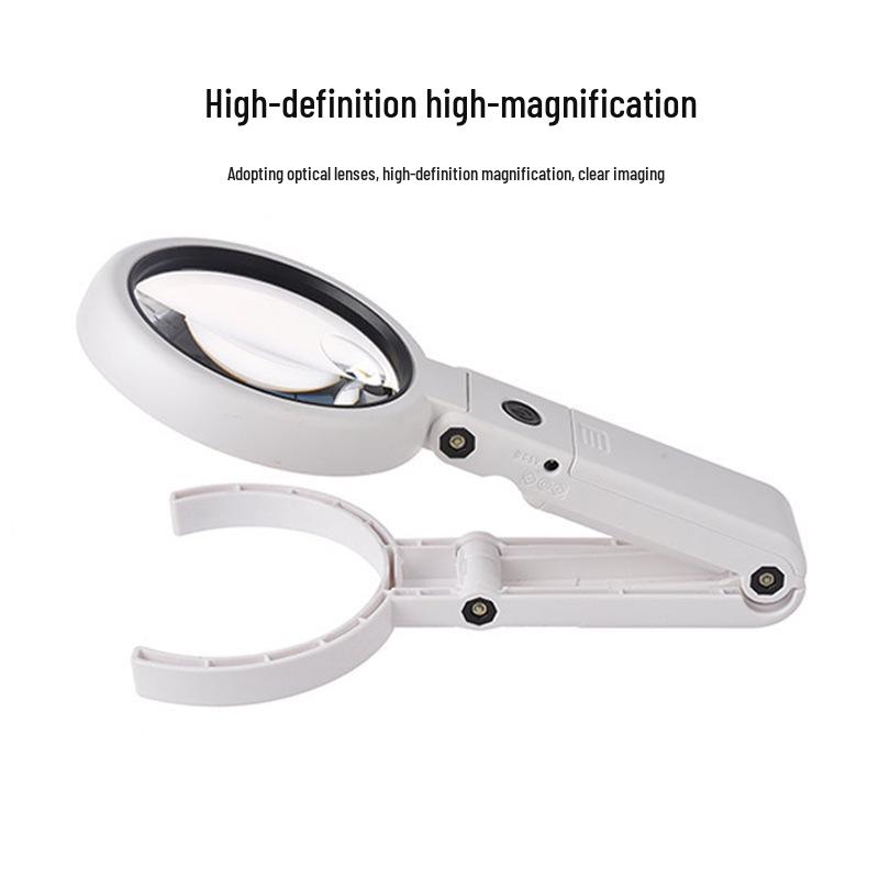 Foldable Handheld USB Plug-In Magnifier with 8 LED Lights for Reading - FS75RC