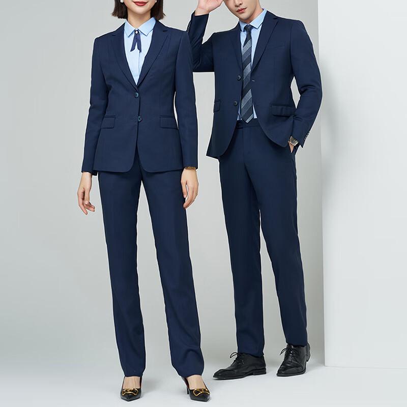 Troyman Navy Blue Wool Business Suit Set