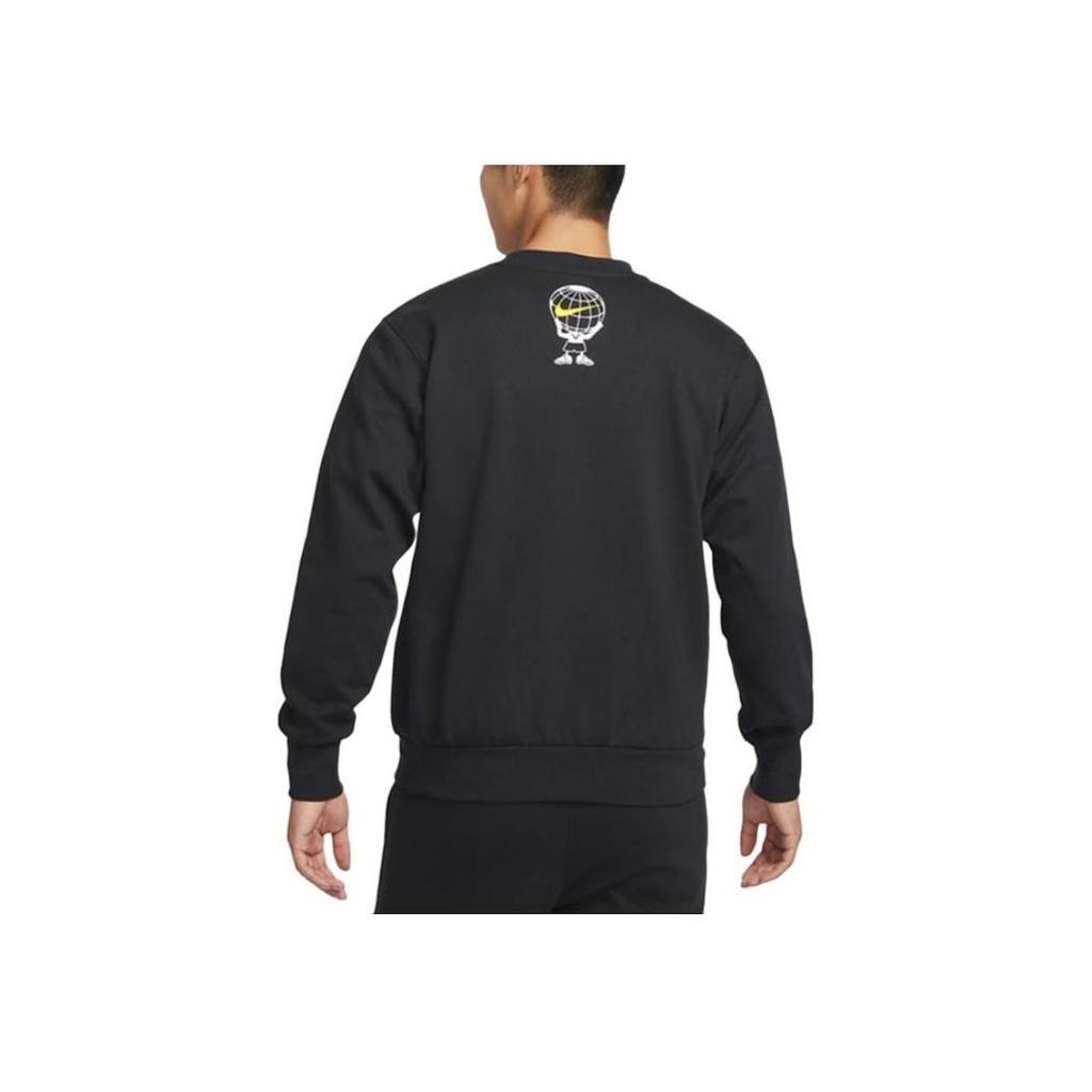 Nike Geruite Alfabet Print Pullover Sweatshirt Heren Tops Zwart FD9744-010