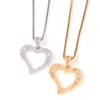 Gumeng zircon curved hollow love fashion pendant necklace hip hop ins simple personalized box chain