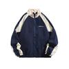 Men's Japanese Retro Color-Block Stand Collar Jacket - Trendy Loose College Style, Spring/Autumn Casual Wear for Couples