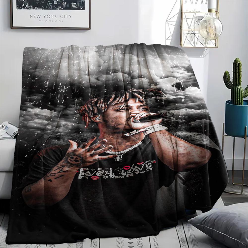 1Pc Juice Wrld Print Flannel Blanket, High Quality Comfortable for All Seasons, Home Decor, Warmth and Comfort, Perfect for Gifts