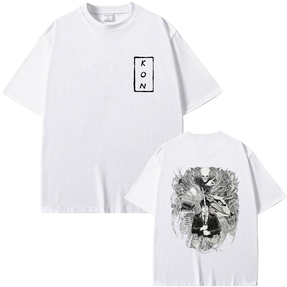 Anime Chainsaw Man Hayakawa Aki Fox Devil Kon Skeleton Graphic Tshirt Men Women Cartoon Oversized T Shirts Male Vintage Tshirt