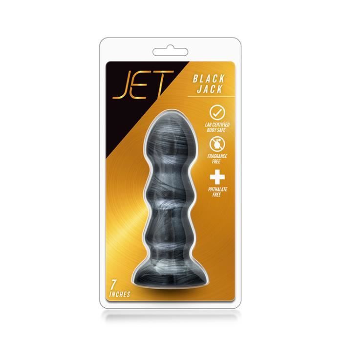 Bouchon anal - Black Jack - Jet Black - 7 pouces - PVC - Flexible