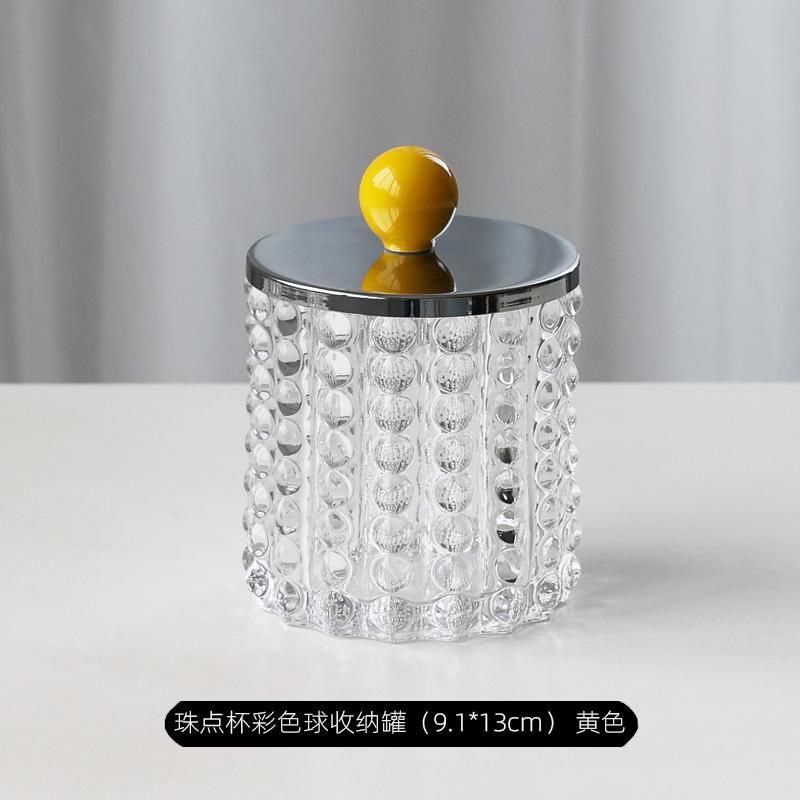 European Style Bead Dot Glass Jar Bedroom Desktop Jewelry Cosmetics Cotton Swab Box Home Multifunctional Candy Nuts Storage Jar