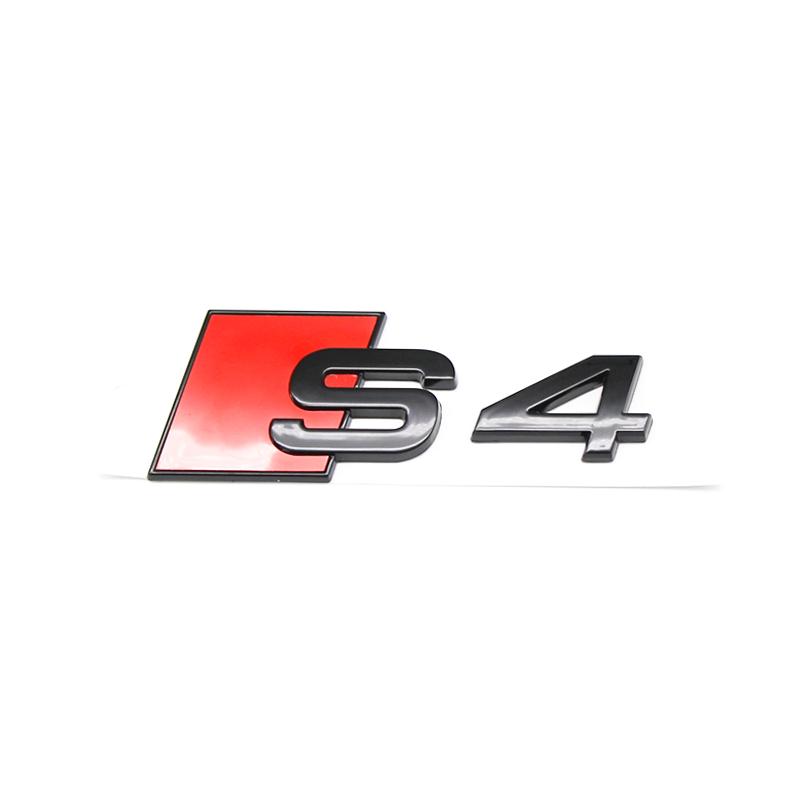Für Audi B8 B9 2010-2019 S4 Sport 3D ABS Glänzend Schwarz 275mm Kühlergrill Vorne 192mm Kofferraum Hinten Buchstaben Logo Emblem Abzeichen Zubehör Gloss black gray
