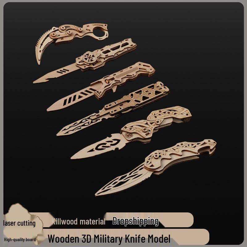 CSGO Wooden Toy Swords: DIY Butterfly Folding Knife, Straight Knife, Wooden Assembly Claw Knife