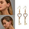 Hollow Hook Earrings Women Girls Dangle Heart Key Eardrop Party Jewelry Gift Heart