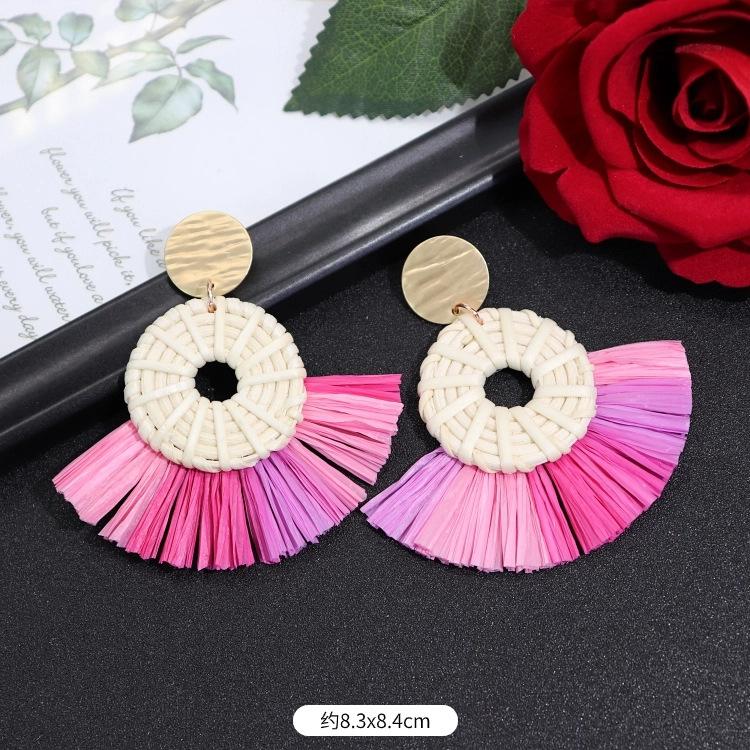 Vintage Urlaubs Rattan Bast Ohrstecker Weiblichkeit Strand Ohrringe personalisierte Ohrringe handgemachte Ohrringe