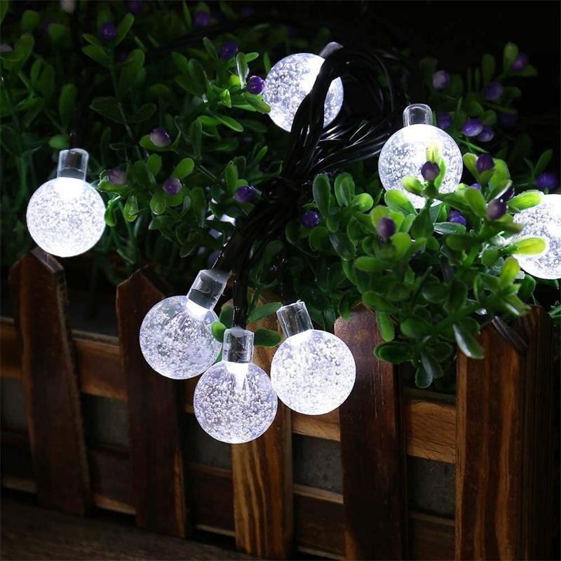 JOYBLISS LED Solar String Lights Outdoor 60 Leds Waterproof Crystal Globe Lights with 8 Modes Garden Light for Patio Party Tree Decor