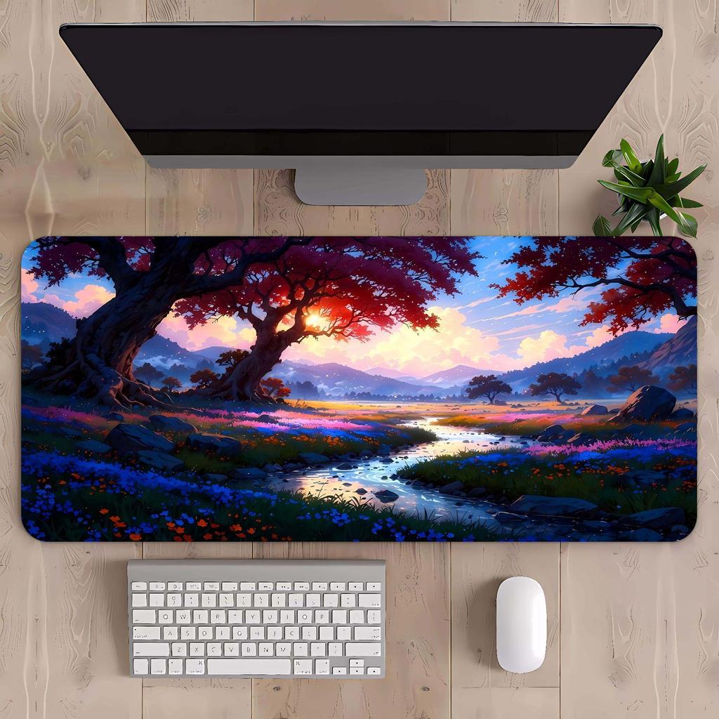 Extra Large Mountain Landscape Mouse Pad with Thickened Lock Edge for Office Desks