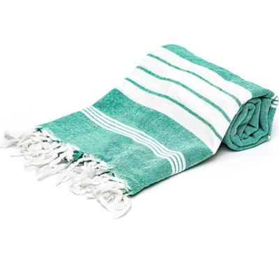Algodão lavado listrado verde branco Peshtemal 100 x 180 cm