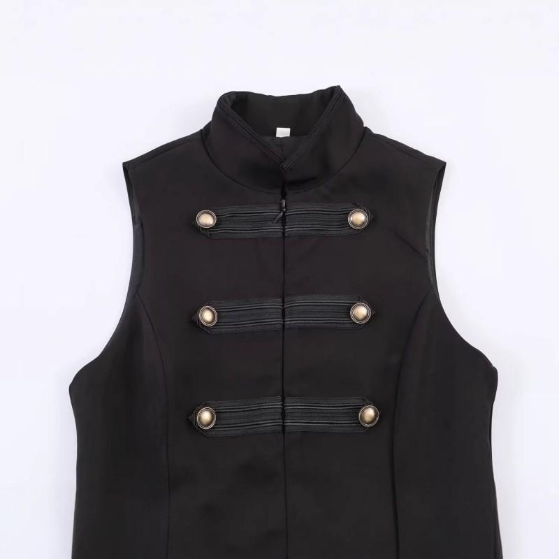 Womens Stand Collar Knotted Button Vest Casual Layering Sleeveless Top Street Style 2026