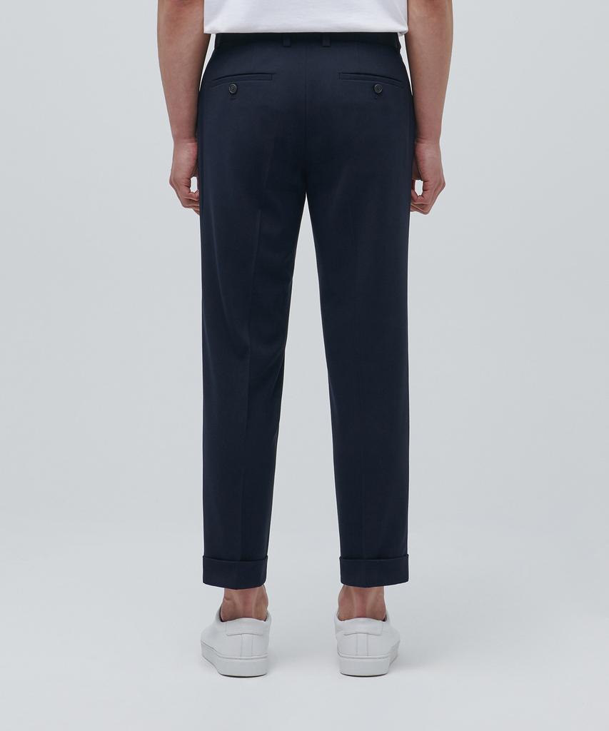 Musinsa Standard Lightweight Tapered Turn-Up Hidden Banding Crop Slacks [Navy]