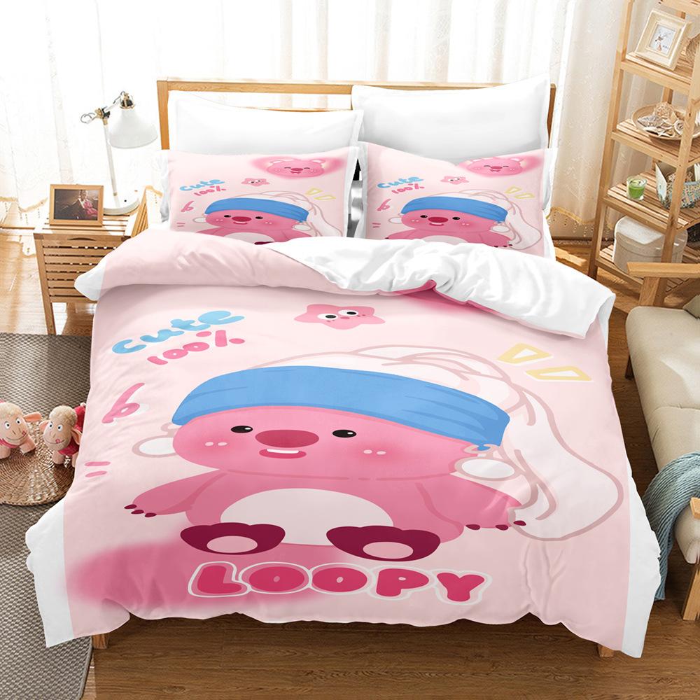 

Комплект постельного белья с принтом «Маленький бобер» 3D Цифровой Трехпредметный Молотый Пододеяльник Постельное белье cover 90 * 190 and 50 * 75 * 1