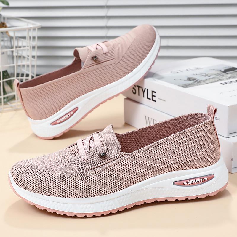 Plus Size Women's Flyknit Breathable Slip-On Canvas Casual Shoes