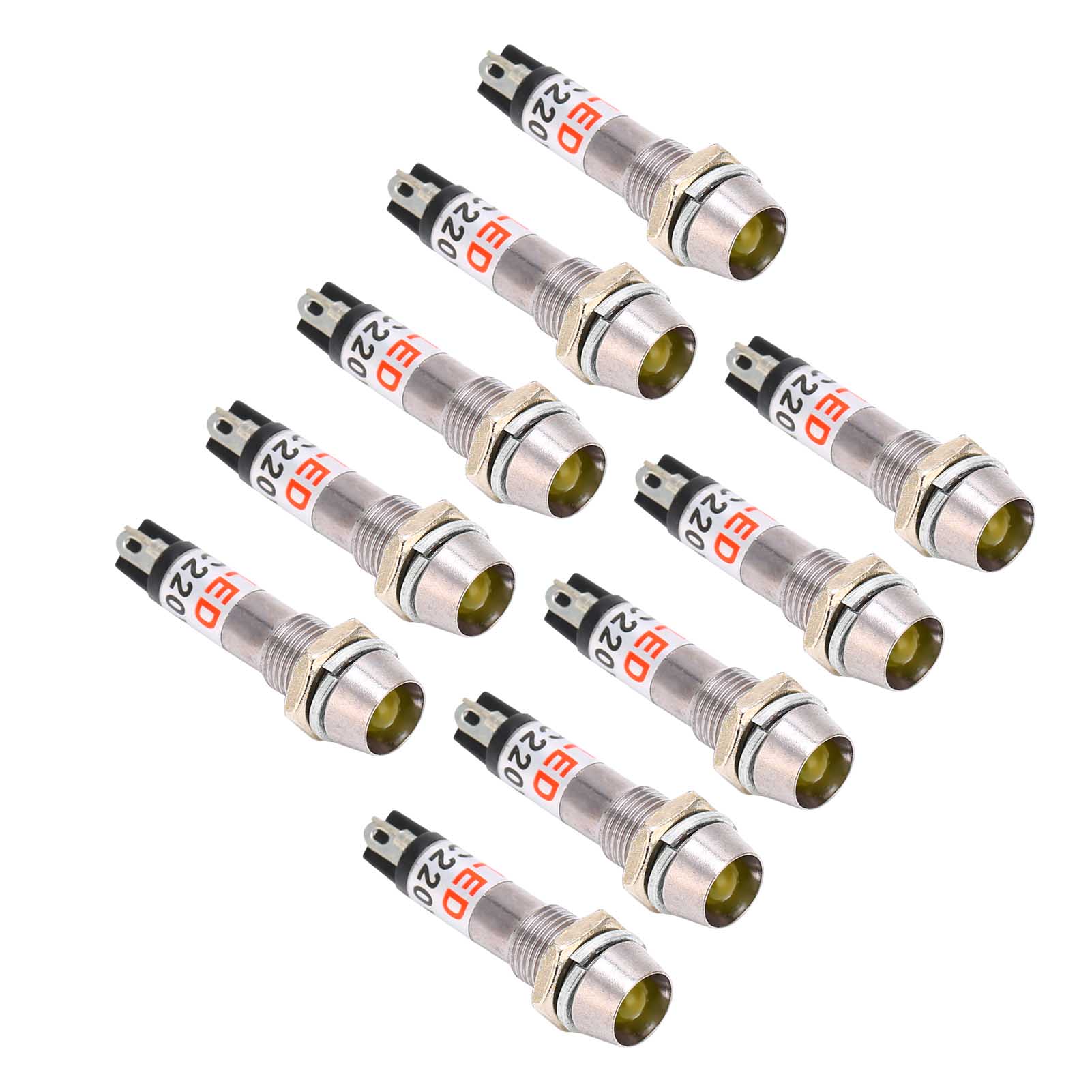 

10pcs AC 220V Indicator Light Signal Lamp 8mm Mounting Hole Power Supply Operating Signal Light