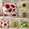 Cute Cartoon Ladybug Cushion Cover Silky Short Plush Sofa Pillow Cover Hidden Zipper Soft Dustproof Case For Home Decor