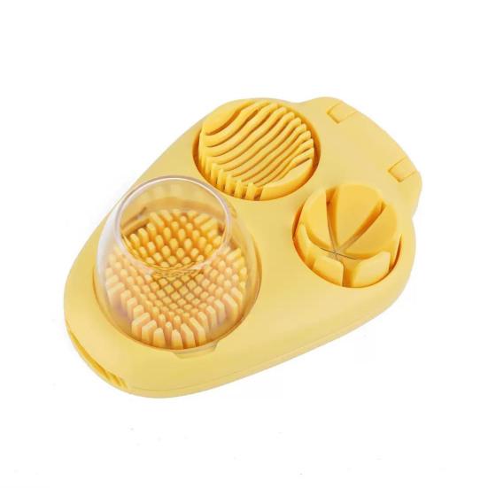 

3-in-1 Egg Slicer Hard Boiled Egg Cutter for Wedges Slices & Chunks Stainless Steel Blades Kitchen Egg Slicer Tool for Salads & Sandwiches жовтий